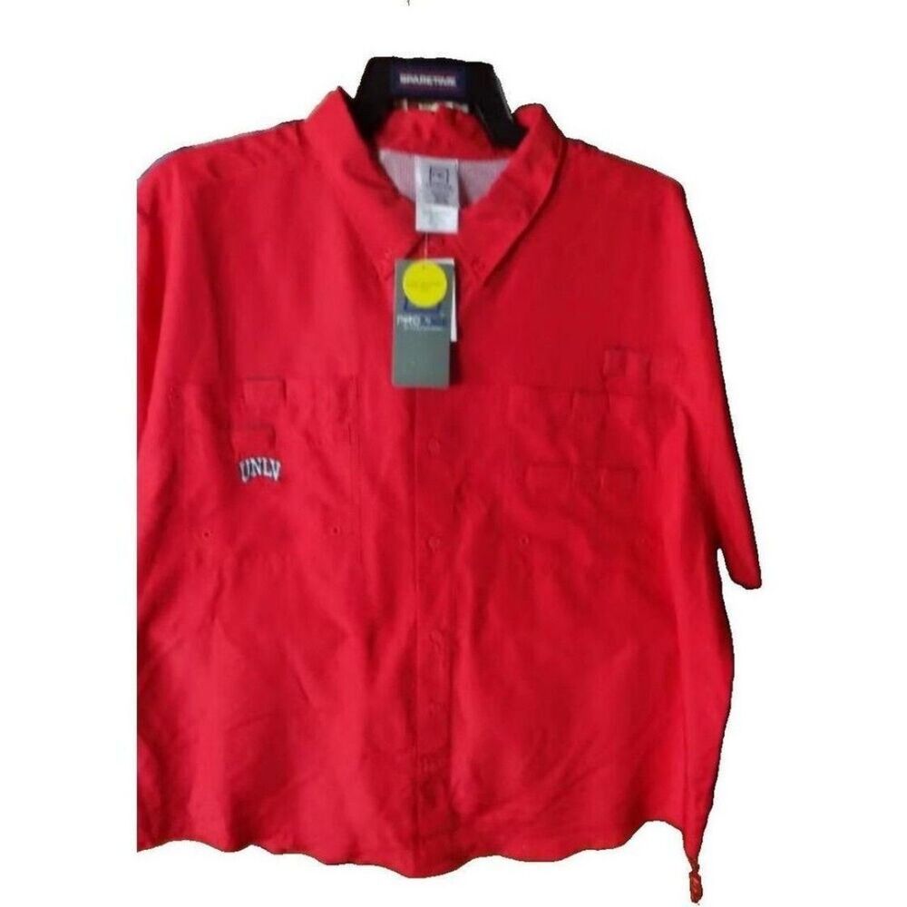 Pro Edge NCAA UNLV Rebels Men's Short Sleeve Performance Button‑Down Shirt NWT